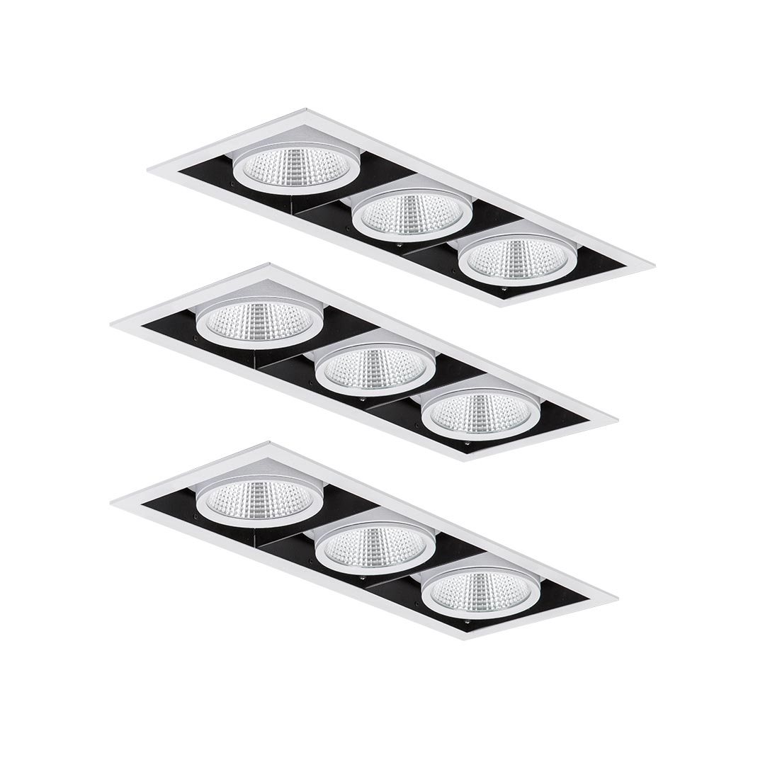 چراغ LED مولتی دانلايت اوربیتال سه خانه توكار مازی نور80 وات قطر 12.5 سانتی متر