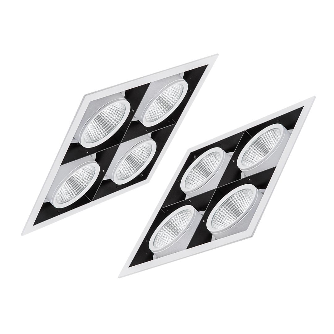 چراغ LED مولتی دانلايت اوربیتال چهار خانه توكار مازی نور 106 وات قطر 12.5 سانتی متر